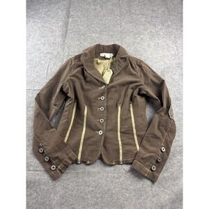 MurMur Women's M Brown Pinstriped Button Front jacket Moto grunge Whimsygoth Y2K